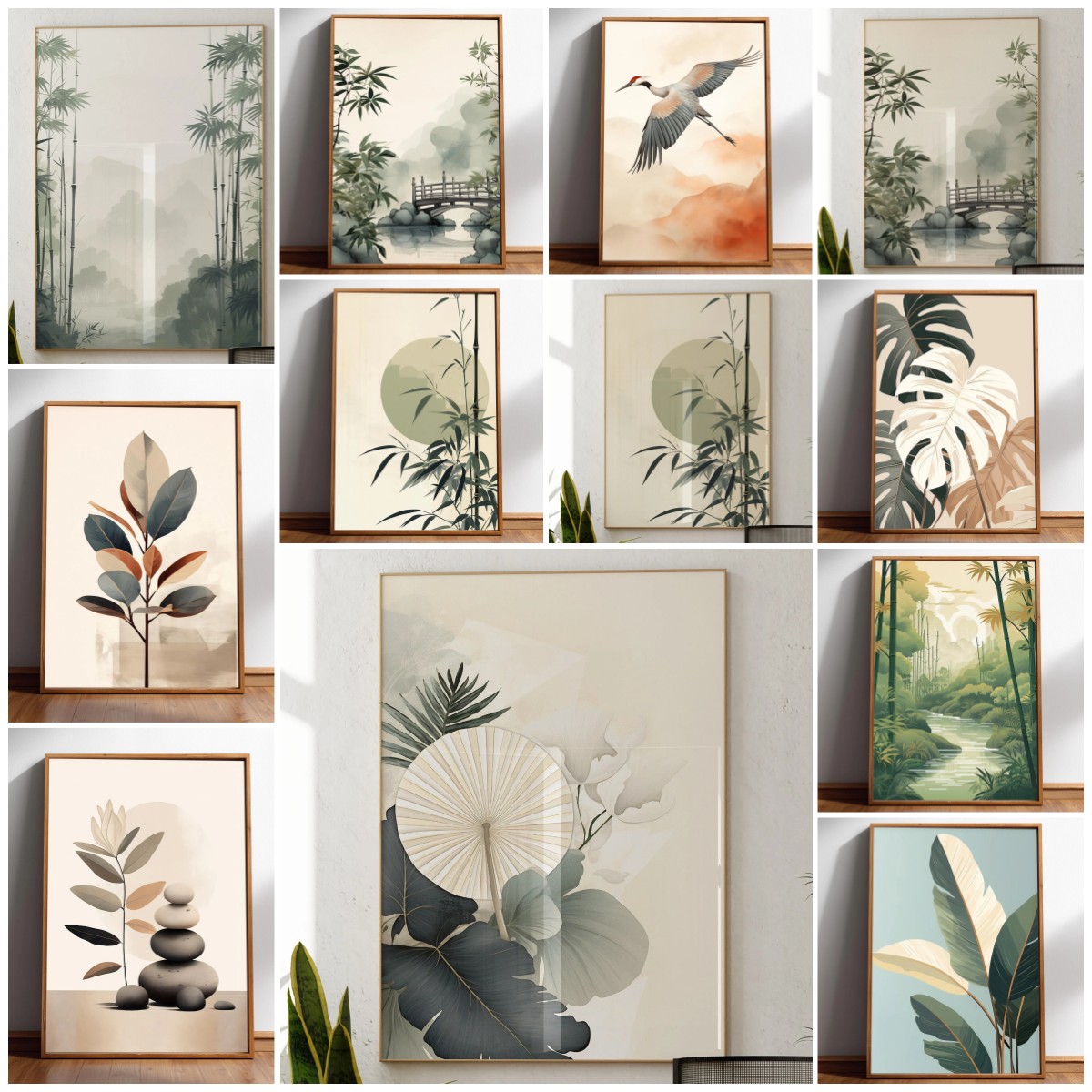 Japanese Zen Lifestyle - Japandi Wall Art Minimal Botanisch Minimalistisch