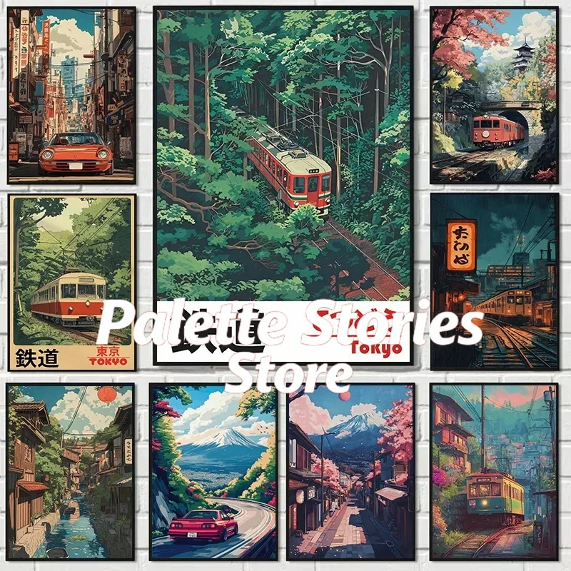 Japanese Tokyo Lifestyle - 1PC frameloos olieverfschilderij op nummer Retro
