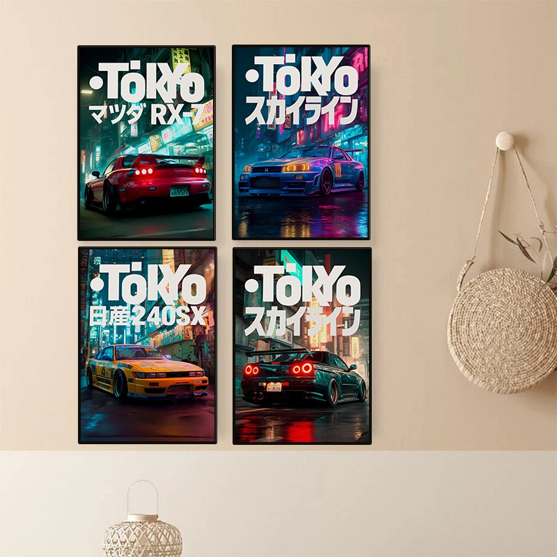 Japanese Tokyo Lifestyle - Vintage Tokyo JDM Auto Poster Neon