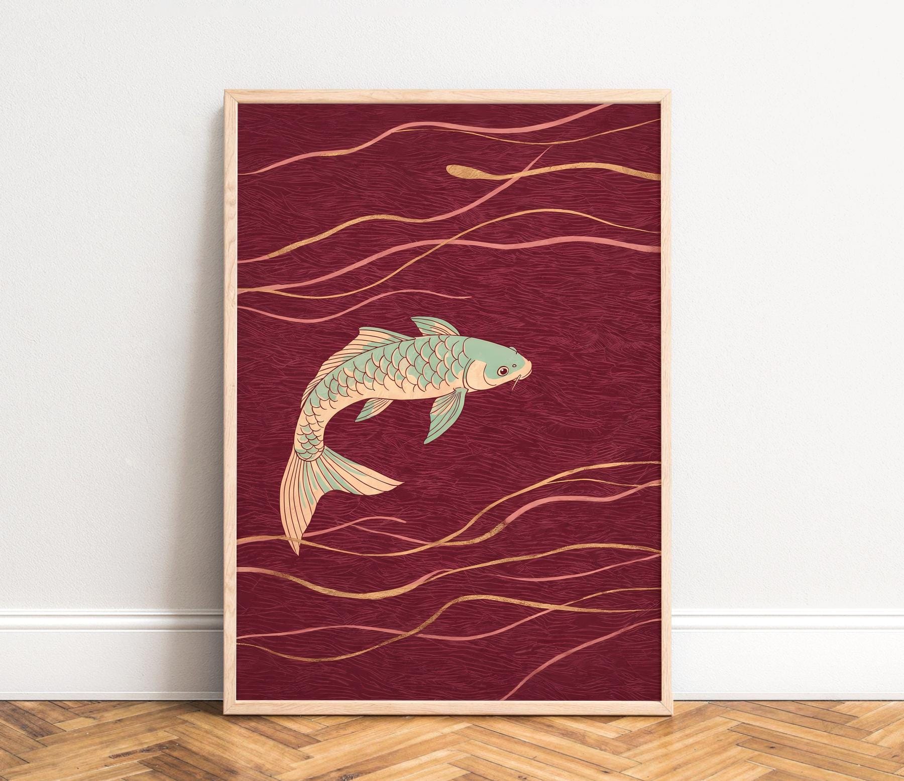 Koi Fish Japanse Line Art Post - Japanese Zen Lifestyle recensie en prijs