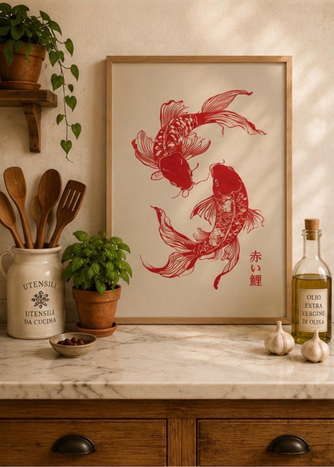 Koi Fish Japanse Line Art Post - Japanese Zen Lifestyle recensie en prijs